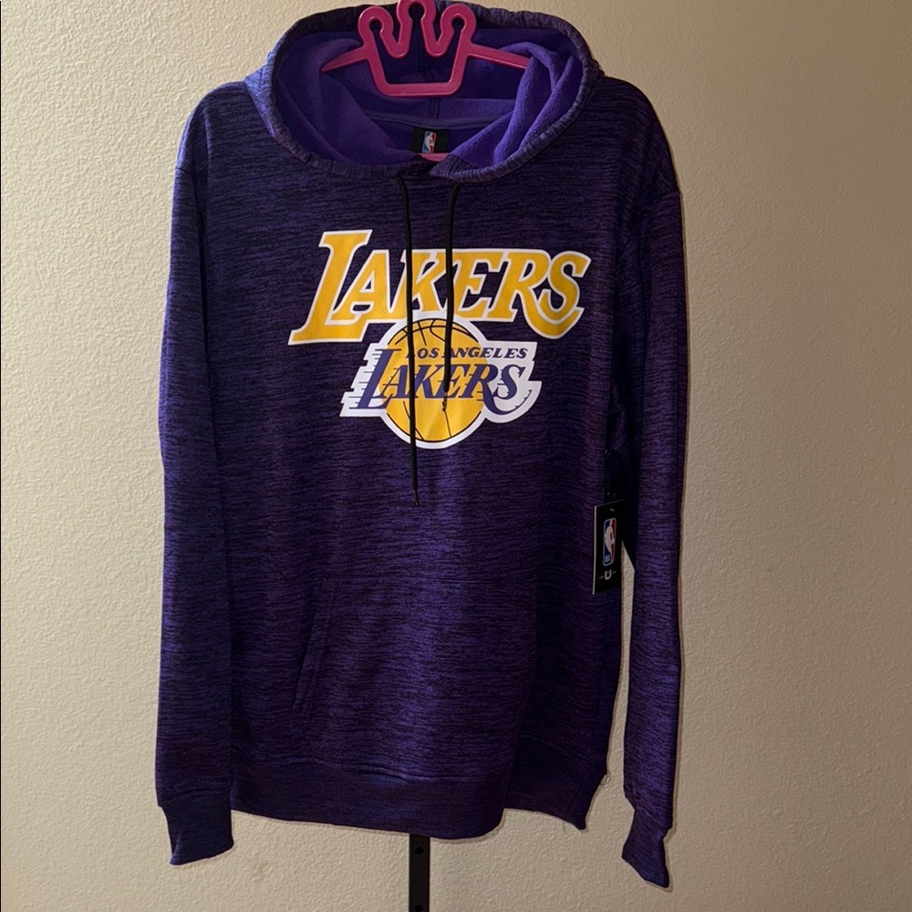 NWT NBA Men’s Purple Black Heather Lakers Hoodie Sweatshirt Size Large